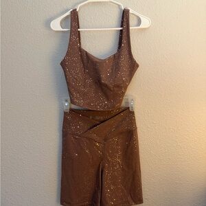 Pink and Gold Women's Bike Shorts and top